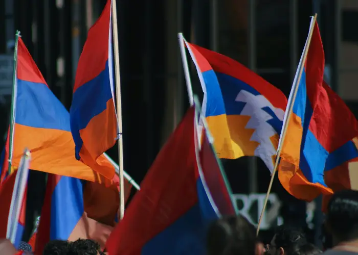 Armenian flags waving